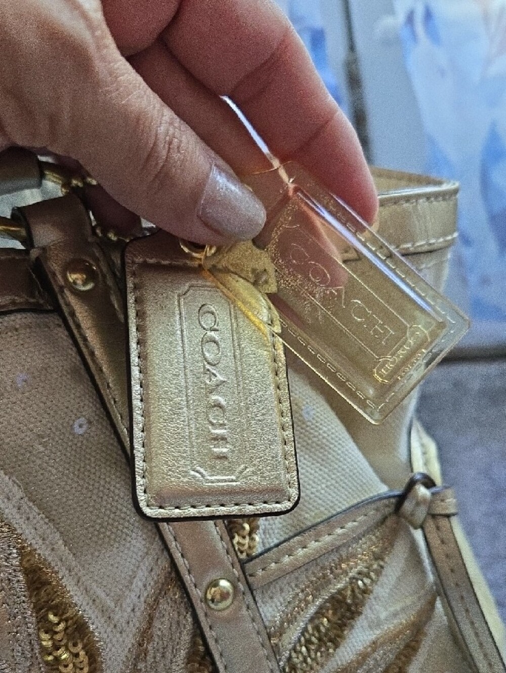 Coach Metallic Gold Sunflower Tote - Picture 2 of 12